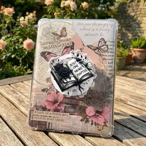 Just One More Chapter Phone Grip, Book Lover Gift, Kindle Reader Accessory, Cozy Reading Phone Grip, Literary Phone Holder sticky Baby mount Magsafe Library Card Flower-Shaped Multi-Functional Stand magnetic Universal Car Spooky Bat Adjustable