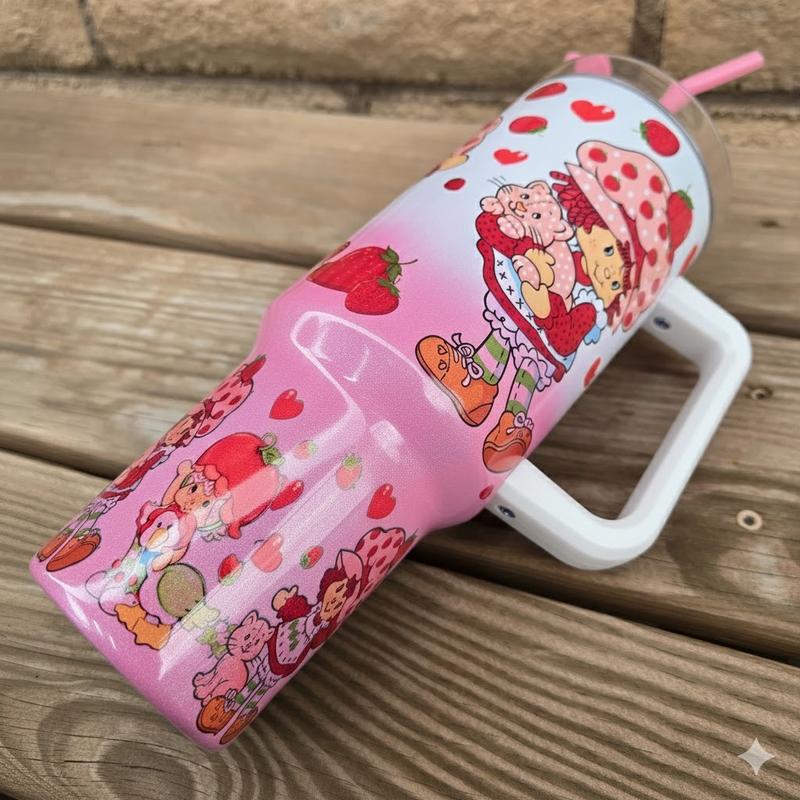 Strawberry Shortcake Tumbler 40oz Shimmer Pink Gradient