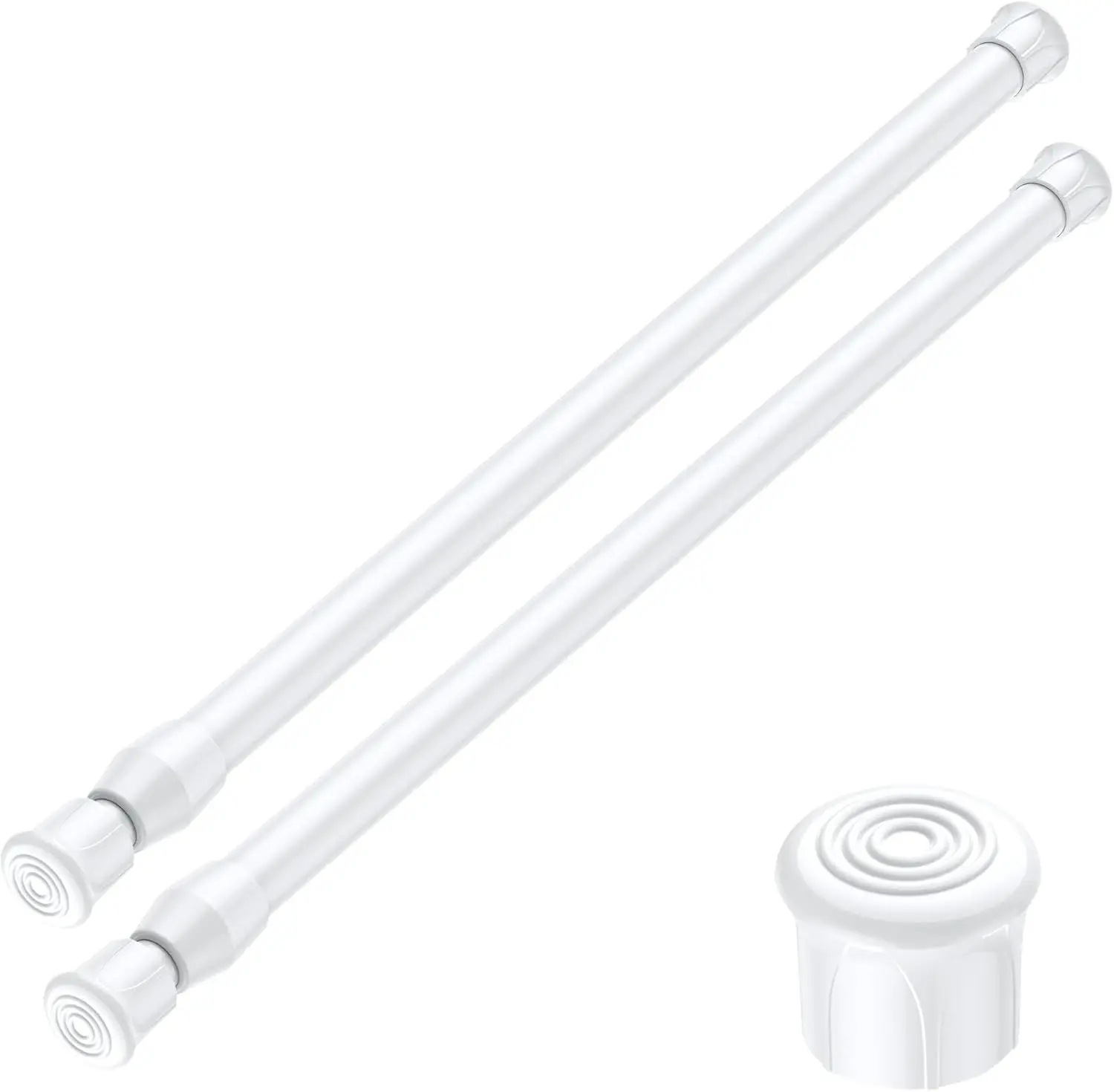 2 Pack Adjustable Spring Tension Rods, 17-28 Inch No-Drill Curtain Rods for Windows, Cabinets, Closets, Shelves & DIY Home Organization, White