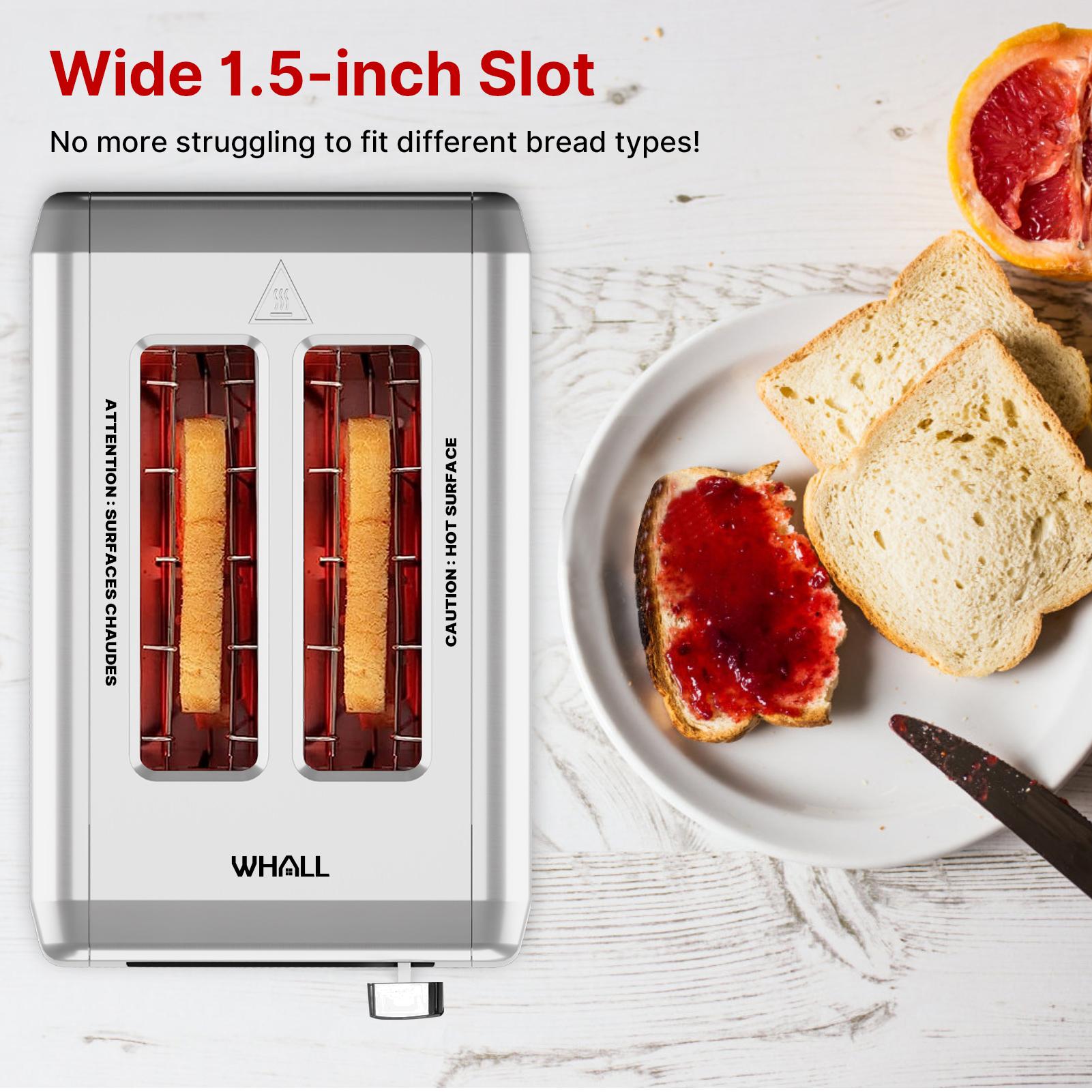 Whallultra Touch Screen Toaster 2 Slice, Stainless Steel Digital Timer Toasters with Sound Function, Smart Extra Wide Slots Toaster with Bagel, Cancel, Defrost (silver)