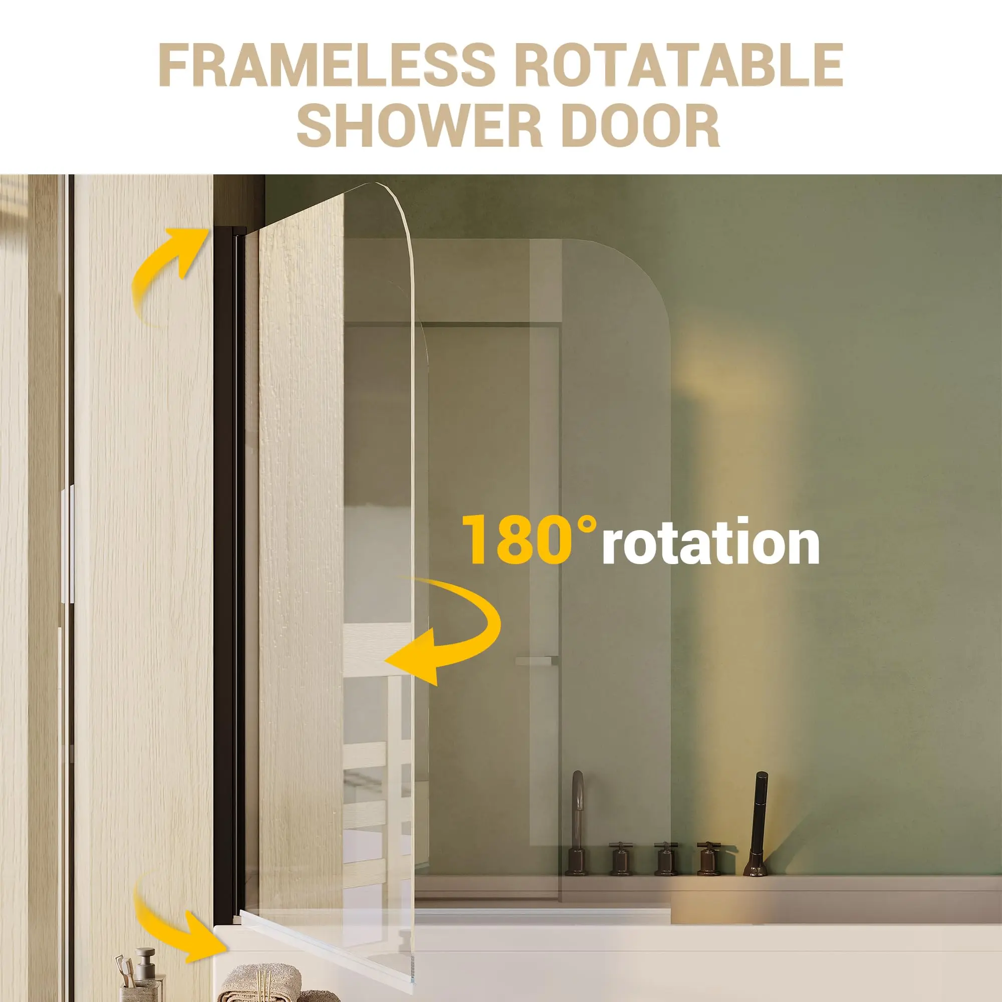 Garvee Bathtub Shower Door 56-60”W×59”H Folding Glass Door with Matte Black Frame, Hinged Tempered Glass Panel for Tub Installation, Ideal for Small Bathroom Use