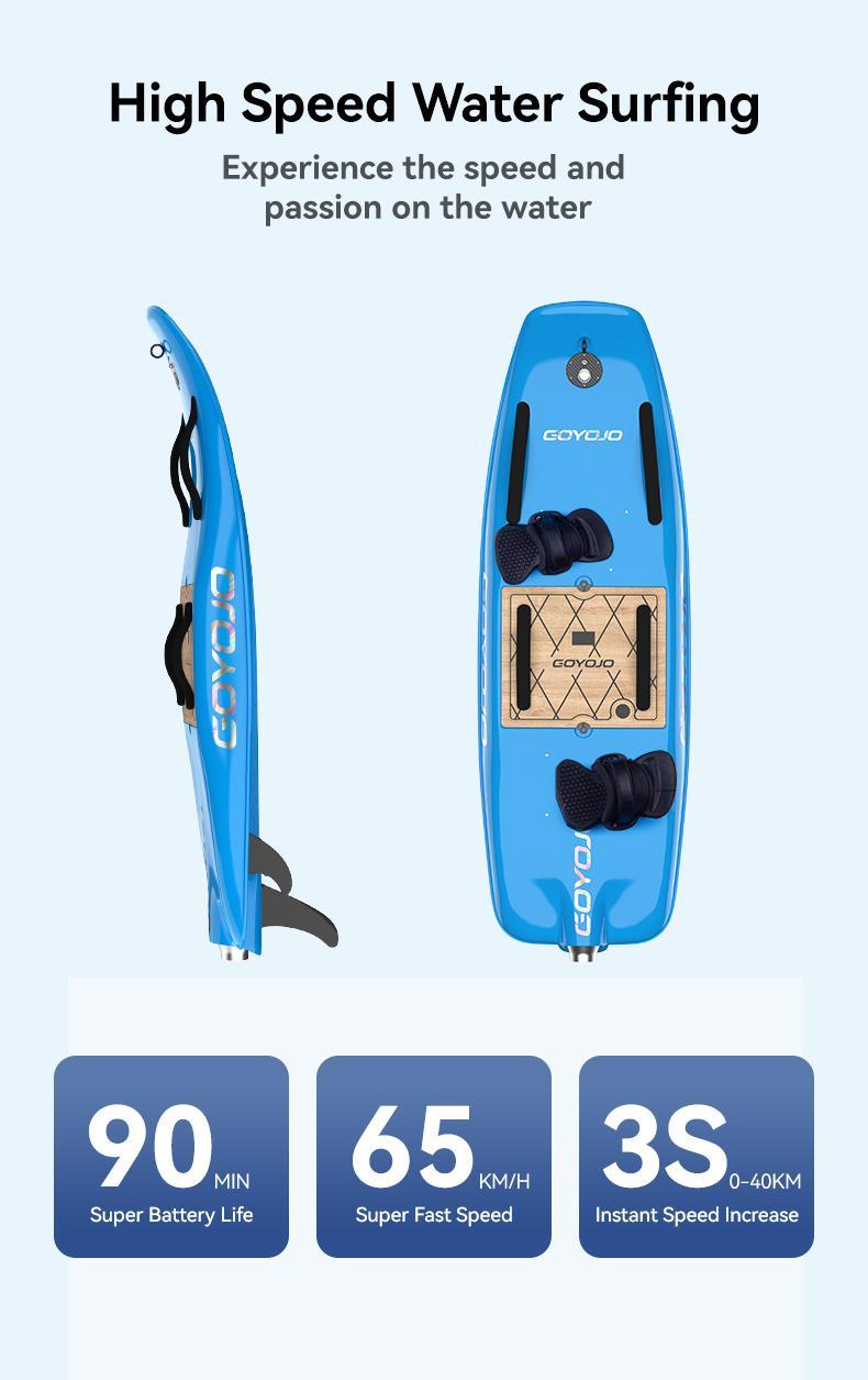 GOYOJO Pro Electric Surfboard Pink 15kW Motor 75Ah Battery 45km/h High Speed Jetboard for Casual & Competitive Surfing