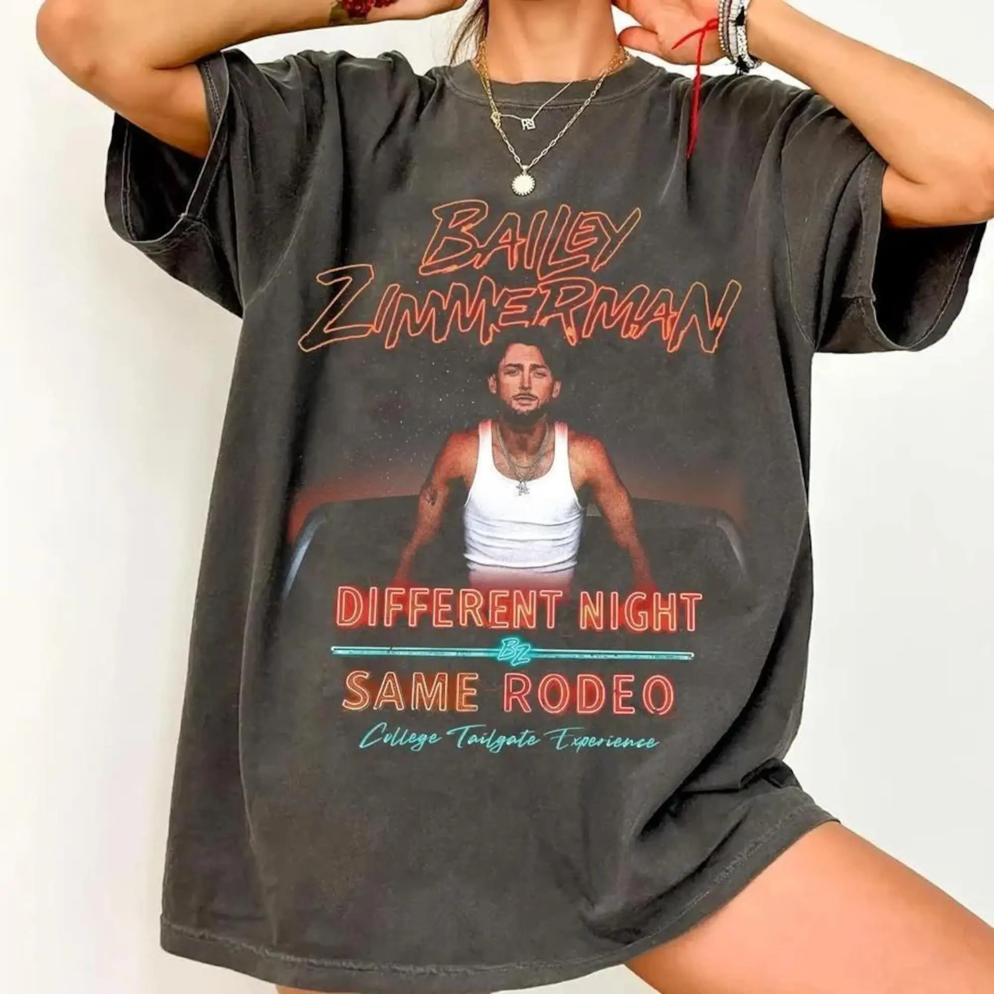 Comfort Colors Bailey Zimmerman Tour T-Shirt, Different Night Same Rodeo