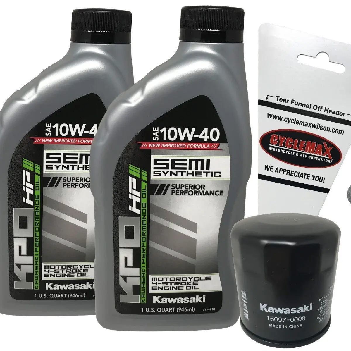 Cyclemax 2015-2023 Genuine Kawasaki Vulcan EN650 EN 650 OEM Oil Change Kit