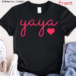 Yaya Shirt for Grandma – 100% Cotton Unisex Tee with Heart and Love Design