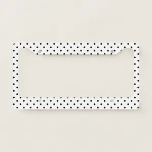 Polka Dot License Plate Frame Black and White Cute Car Tag Holder Stylish Metal License Plate Cover Aesthetic Car Accessories for Women Girls Trendy Auto Decor Universal Fit