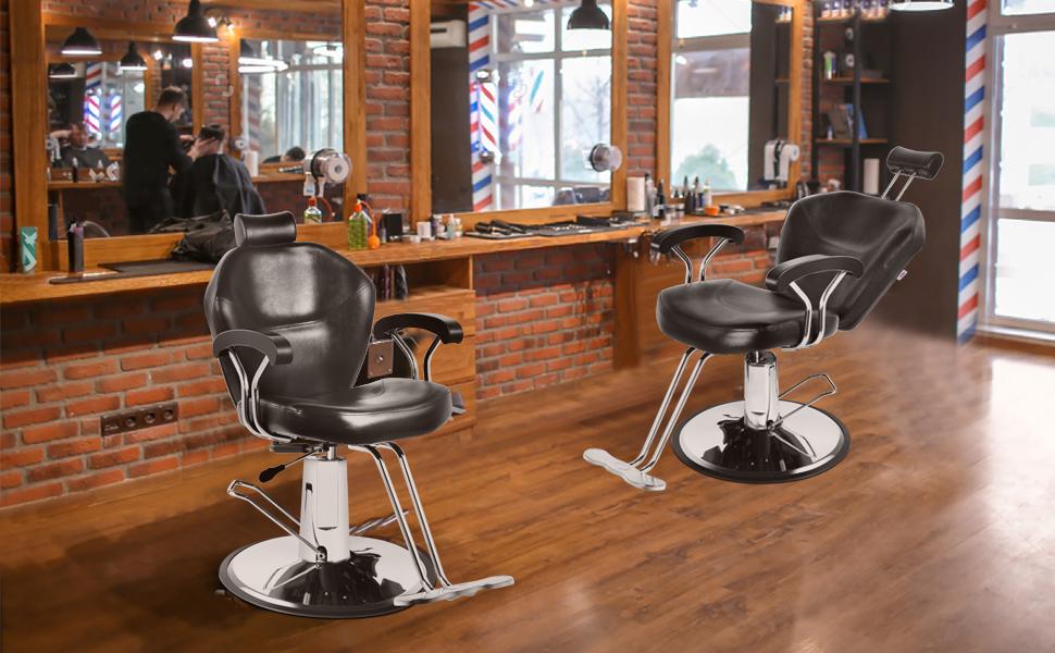 Barber Chair for Barbershop, Salon Chair, Adjustable Height & Footrest