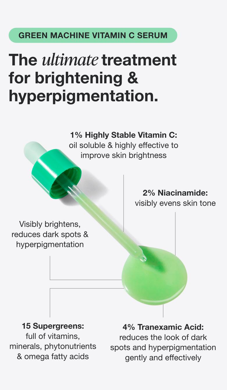 INNBEAUTY PROJECT Green Machine Serum - Dark Spot Corrector with Vitamin C, Azelaic Acid, & 15 Superfoods for Radiant Skin