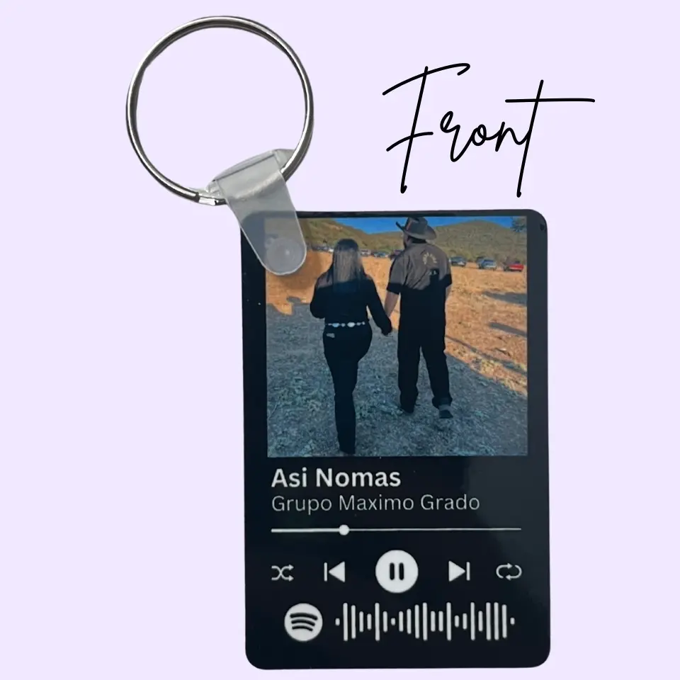 Sublimated Scannable Music Keychain - Customizable Picture & Song