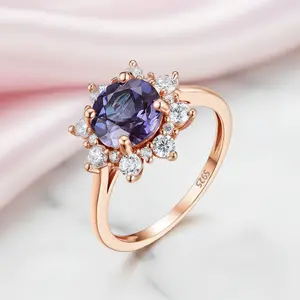 2ct Alexandrite Gemstone Flower Engagement Ring