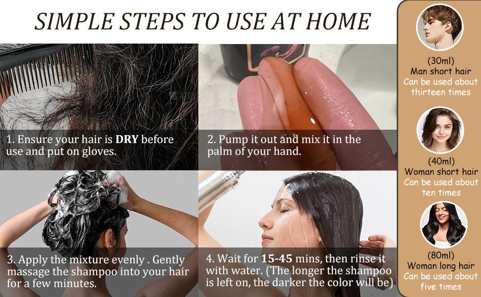 Dark Chocolate 5-in-1 Hair Dye Shampoo – Natural Herbal Formula for Gray Hair Coverage, Instant Hair Color in Minutes, Long-Lasting Color for All Hair Types & Root Touch Up, 500ml