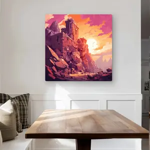 MWW C1MP3232X6I89C 32 x 32 in. The Setting Rampart - Pink Metal Print Wall Art for Home Decor