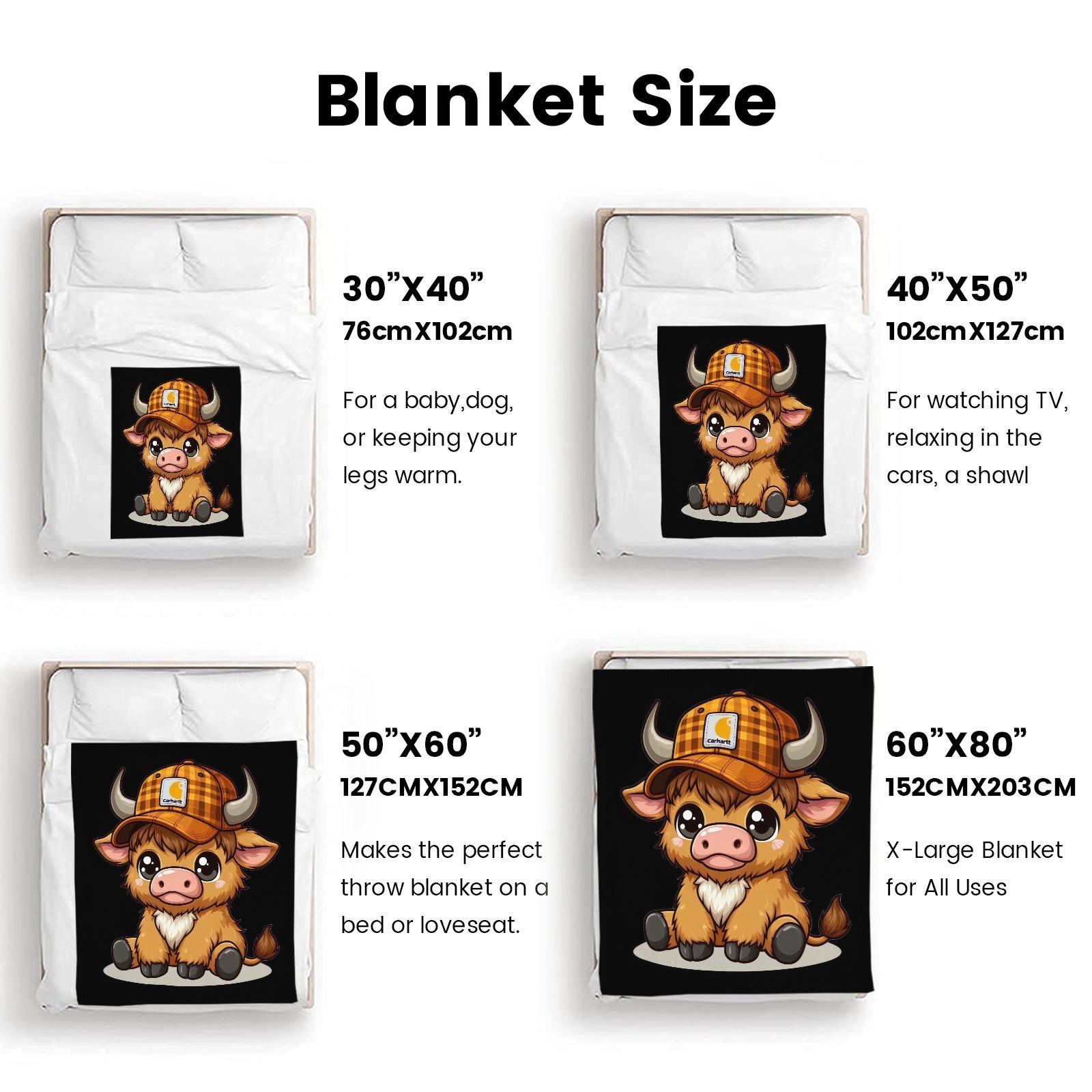 This Adorable Highland Cow Pattern Blanket Is Soft and Comfortable, Perfect for Air-conditioned Rooms. A Warm Nap Blanket Suitable for Home, Office, Travel, Camping, and Other Occasions.