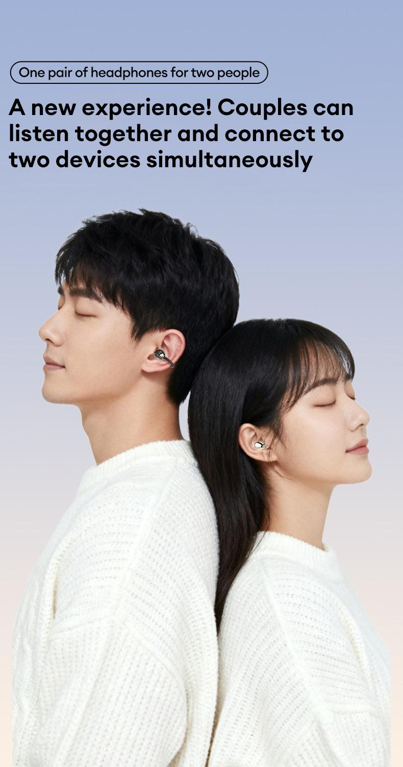 HYUNDAI Power bank & Ear clip type & Sleeping type 3-in-1 wireless Bluetooth headphones,Can charge the phone in reverse,With two pairs of headphones included,Waterproof and sweat-proof, with excellent sound transmission quality,Suitable for couples,sports