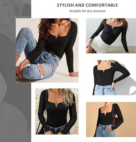 FeelinGirl Square Neck Bodysuit for Women Long Sleeve Middle Sized Girl Bodysuits Going Out Tops Ladies Fashion Viralbodysuit Slim Womenswear 2 FeelinGirl Square Neck Bodysuit for Women Long Sleeve Middle Sized Girl Bodysuits Going Out Tops Ladies Fashion Viralbodysuit Slim Womenswear 2