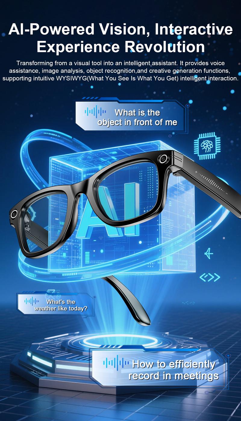 ULIMIED AI Smart Camera Glasses with 8MP HD Photo & Video, Hands-Free Recording, Bluetooth Music & Calls, Real-Time Translation Wearable