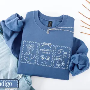 Pediatric Nurse Sweatshirt • Pediatrics Stamp Work Sweater • PEDS Nurse Gifts • PICU Crew Bear Crewneck • Pediatric ICU Nurse Grad Gift
