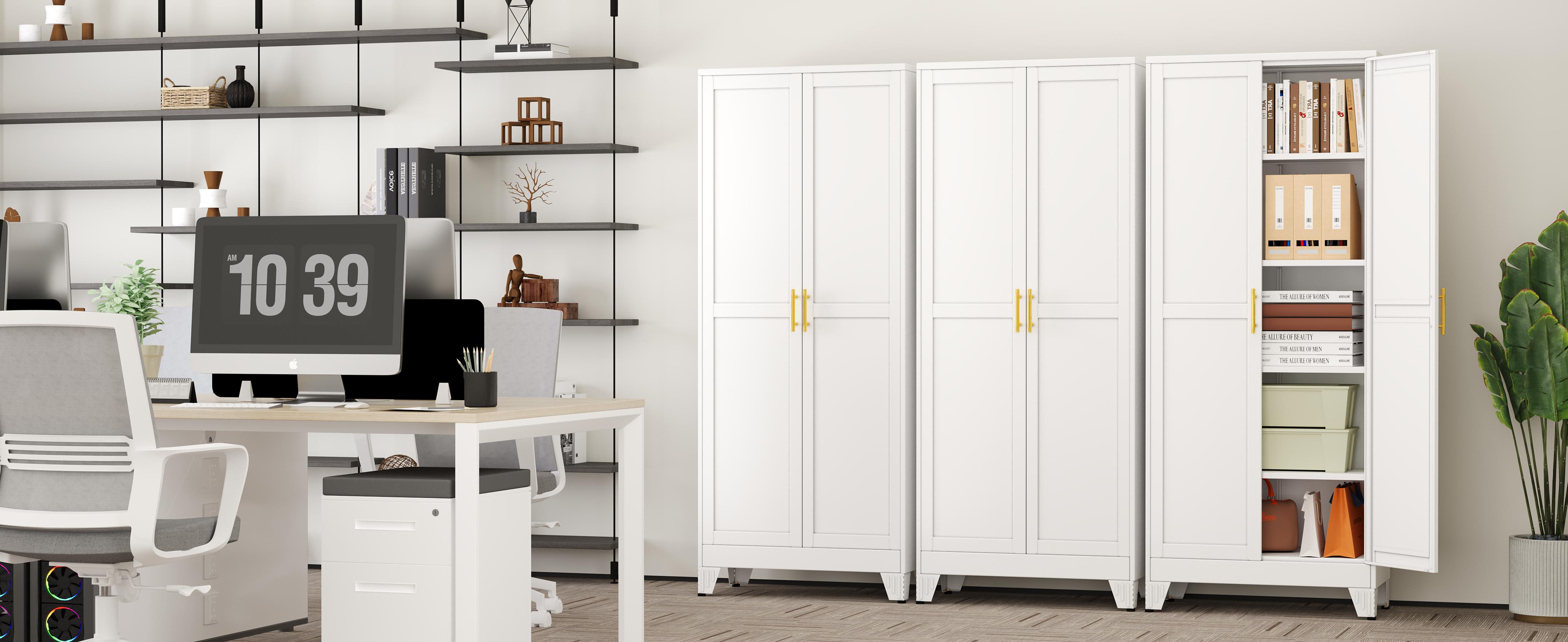 75.2" & 70.8" Tall Metal Kitchen Pantry Storage Cabinets with 2 Door and 5 Adjustable Shelves Cupboard for Kitchen Dining Room Living Room and Bathroom