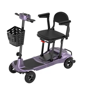 Mobility Scooters for Adults & Seniors - Ultra Lightweight 27.5 lbs Carbon Fiber Folding Electric Scooter - Airlines Approved All-Terrain Portable Scooter with Basket and Charger Included-Purple