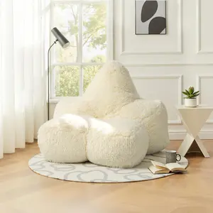 Plush Fluffy Faux Fur Star-shaped Bean Bag Chair Filled Memory Foam For Living Room, Bedroom