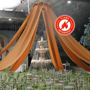 10ftx30ft Gold Sheer Ceiling Drape Curtain Panels Durable Flame Resistant Fabric