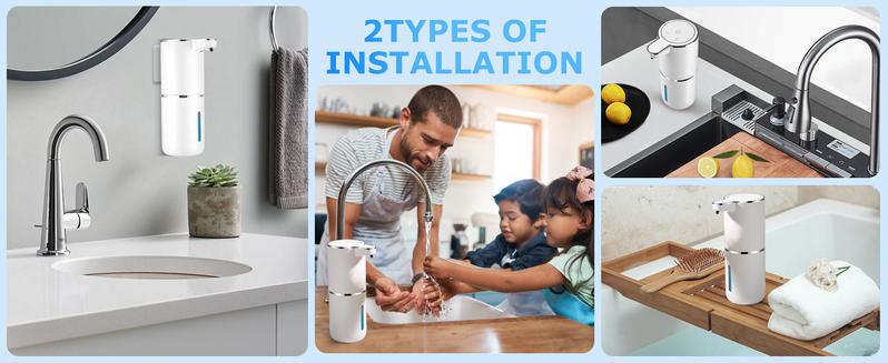 FEELSO Soap Dispenser Automatic Touchless Foaming USB Rechargeable Electric Wall Mounted 4 Levels Adjustable Foam Pump for Bathroom Kitchen Dish Soap Leak Proof