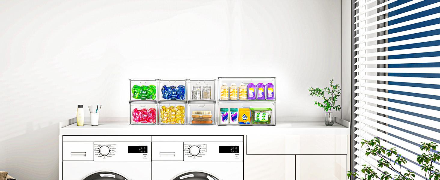 6-Pack Clear Acrylic Stackable Storage Boxes, Multi-Purpose Desktop Organizer for Makeup, Cosmetics & Office Supplies