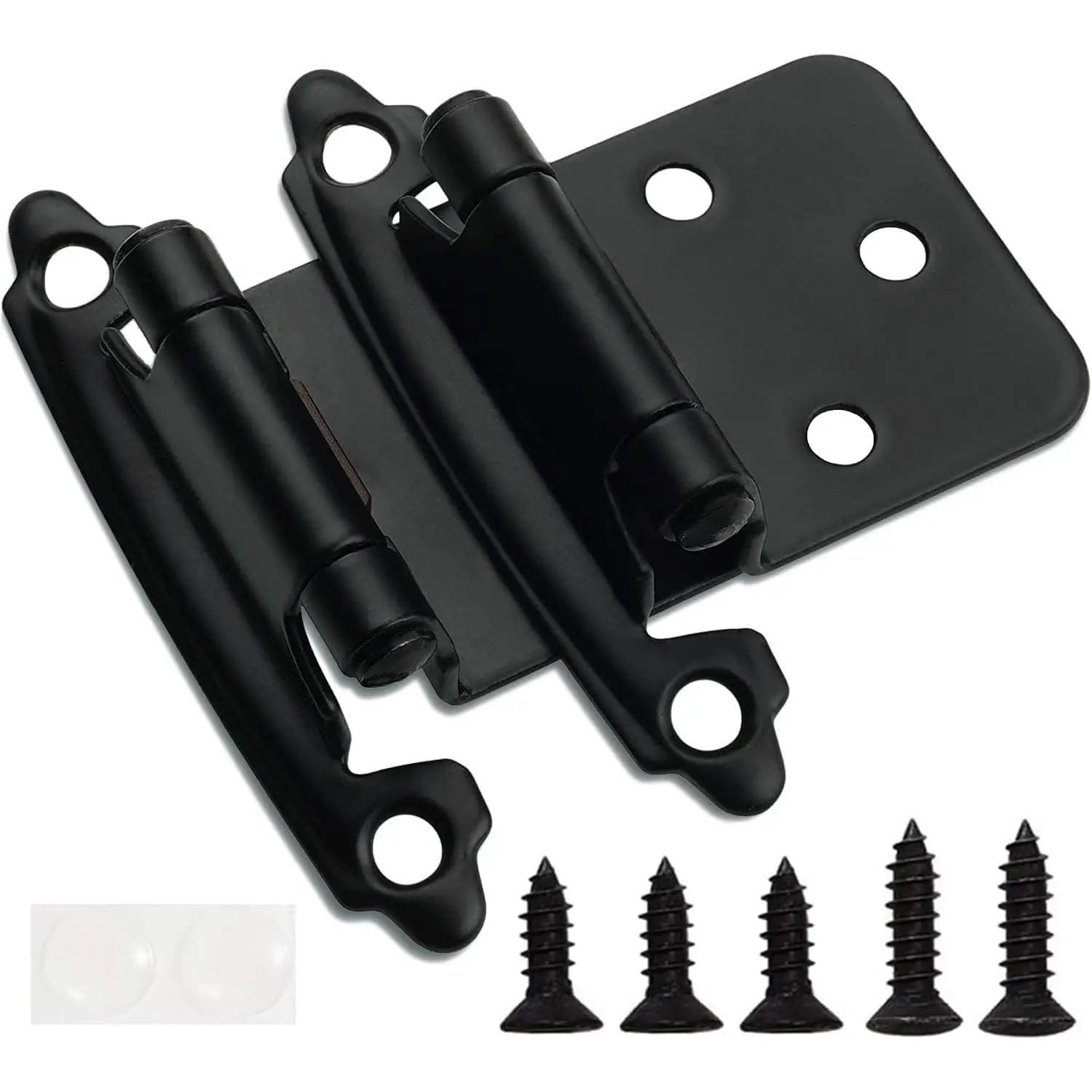 Cabinet Hinges Brushed Nickel for Kitchen Cabinets Doors 10 Pack 20 Pcs  1/2" Overlay Self Closing Flush Mount with Silicon Bumpers & Hardware Screws Soft Closing Hinges for Traditional Kitchen & Bath Cabinets