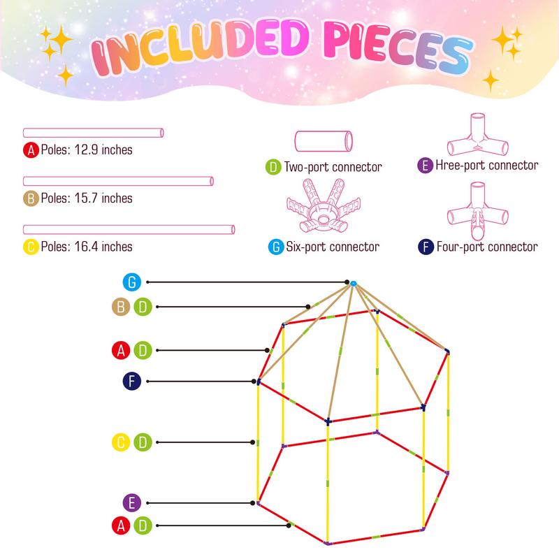 EFFUN Princess Tent Valentines Day Gifts, 55"x53" Kids Play Tent with Star Lights & Plush Clips Indoor Castle Playhouse with Upgraded PVC Connectors Pink Perfect Gift Halloween