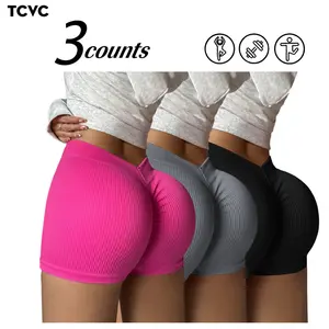TCVC Women's High Waisted Scrunch Butt Lifting Shorts | Tummy Control Ribbed Workout Shorts for Gym, Cycling & Casual Wear | Available in Pink, Gray & Black, Tactical Style