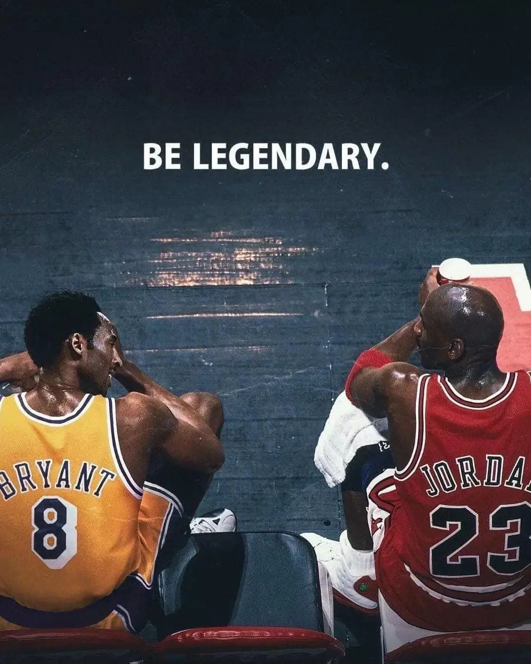 [UNFRAMED] Be Legendary Poster, Kobe & Jordan Basketball Art, Motivational Sports Print for Gym