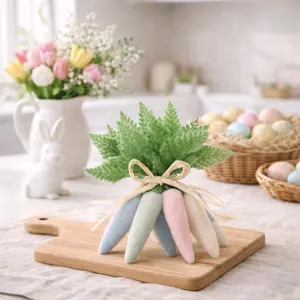 11" Flocked Pastel Bunch of Carrots Easter Décor – Set of 6