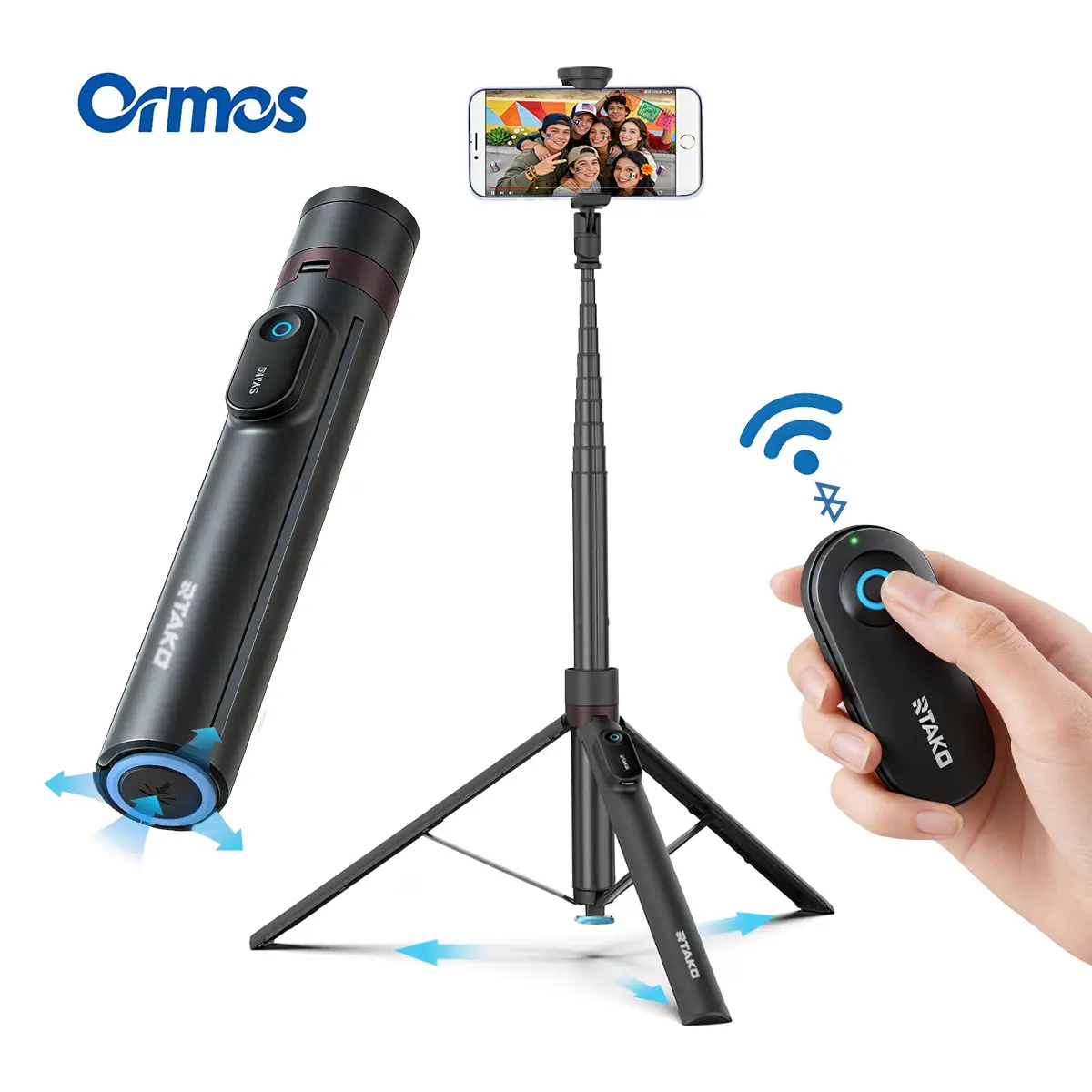 Oroms 67"Portable Selfie Stick Tripod with Remote, One Click Open, Wireless Remote Included. FOR Cellphone. Smartphone Camera Accessories Camera Stand, Tripod for Selfie, tripod for iphone,back to school,back to school haul