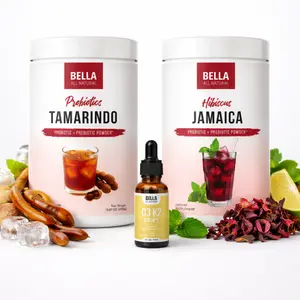Bella All Natural Refresh & Balance Bundle: Probiotics Tamarindo + Hibiscus Jamaica + D3 K2 Drops