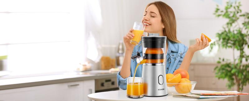 FOHERE Electric Citrus Juicer Hands Free, Orange Lime Grapefruit Juicer Squeezer, One Touch Operation, Easy to Clean Juice Maker