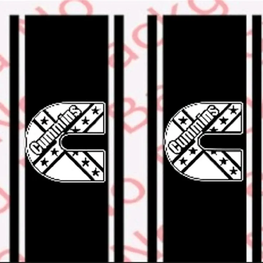 Cummins Flag Style Bedside Decal, 10"x46", set of 2 vinyl window decal