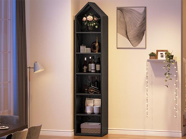 YITAHOME 73" Tall Narrow Bookshelf, Modern Open 5 Tier Bookcase, Wooden Shelf Stand for Small Spaces, Display Shelving Storage Rack for Bedroom, Living Room, Home Office