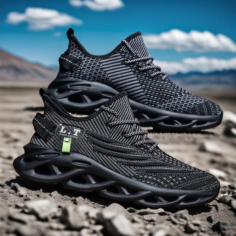Men's Shock Absorption Type Shoes Airy Lace Up Non Slip Running Snkrs For Jogging Walking Gym Training Sports Men Male Athletic Cushioned Comfy Footwear flexible seasonal stable cross trainer Chic Style Shoes Basic