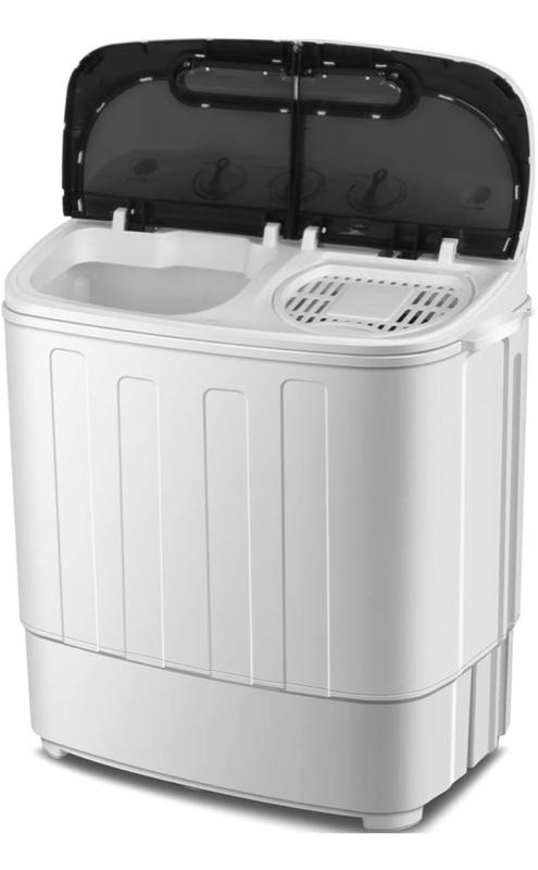 JB Compact Mini Portable Twin Tub Washing Machine, 13lbs Capacity, Washer Wash and Spin Cycle Combo with Built-in Gravity Drain for Camping, Apartments, Dorms, College, RV's and Small Spaces