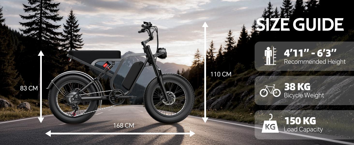 【HIEHA】2026 New Electric Bike .48V/15AH RemovableBattery 20" Electric Motorcycle Ebikes with 31MPH TopSpeed, 40-70 Miles Range, An adjustable shock absorber.