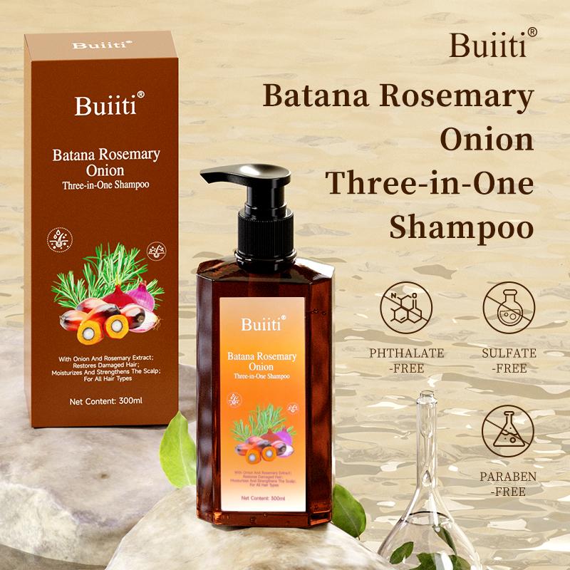 【Buy 1 Get 1 Free】Buiiti Batana Rosemary Onion Three - in - One Anti-Hair Fall HairLoss Treatment Shampoo,Oil Control Antidandruff Haircare,Help HairGrowth For all hair types, natural Haircare