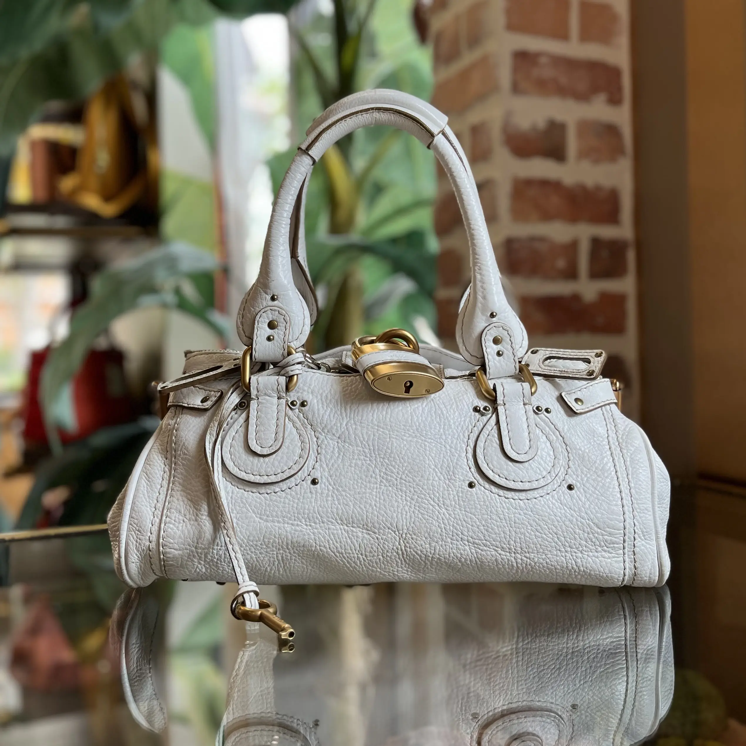 Pre-owned Chloé Leather Small Leather Goods Paddington White Calfskin Satchel Bag