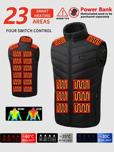 Men's Heated Vest, Couple Style, 23 Heating Zones, Lightweight Warm Outerwear, Ideal for Outdoor Camping & Daily Commute, Top Choice for Extreme Cold Weather, Casual & Fashionable Trendy Style 【Power Bank Not Included】