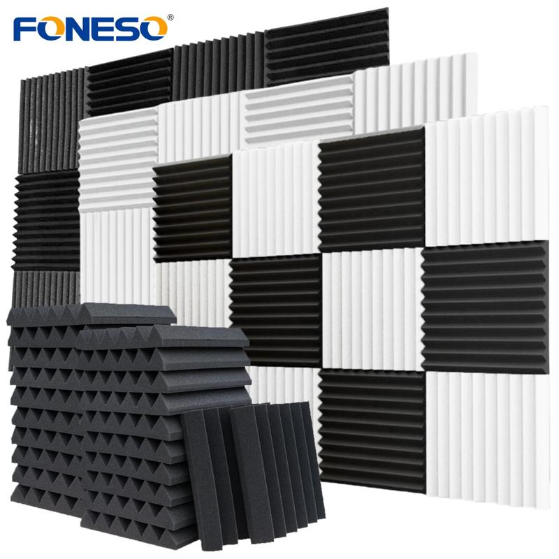 12/24/48PCS Black/White Acoustic Foam Panel Wedge Studio Soundproofing Wall Tiles, Sound Absorbing Panels For Ceiling Reading Room Meeting Room Study Library Club Cinema Music 12"X12"X1" 12/24/48PCS Black/White Acoustic Foam Panel Wedge Studio Soundproofing Wall Tiles, Sound Absorbing Panels For Ceiling Reading Room Meeting Room Study Library Club Cinema Music 12"X12"X1"
