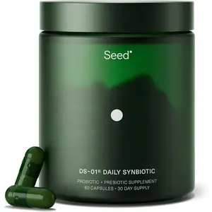 Seed DS-01 Daily Synbiotic - Prebiotic and Probiotic for Women & Men - Digestive Health, Gut Health, Immune Support, Bloating & Constipation Relief - Vegan & Shelf-Stable - 60 Capsules (30-Day Supply)