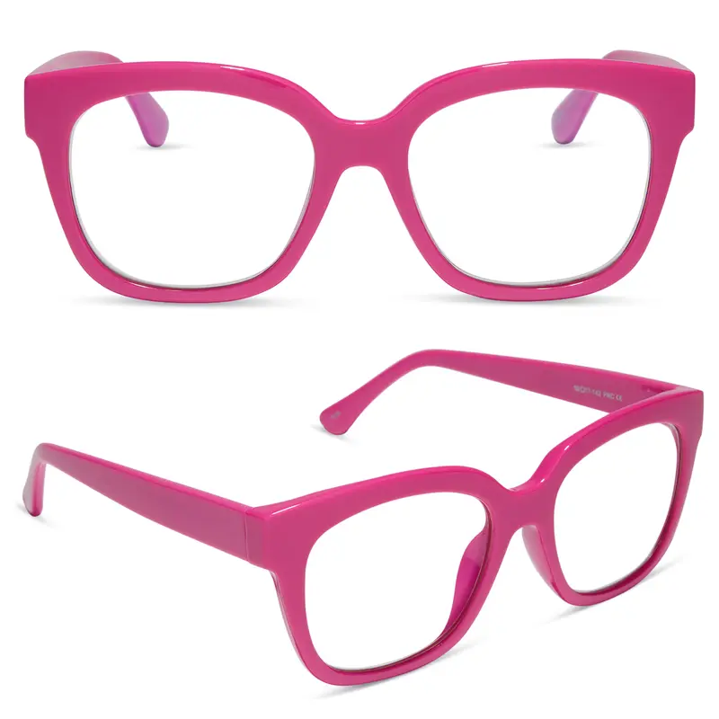 DIFF Ava Bubblegum Pink Blue Light Readers - Cute Square Chunky Lightweight Frame