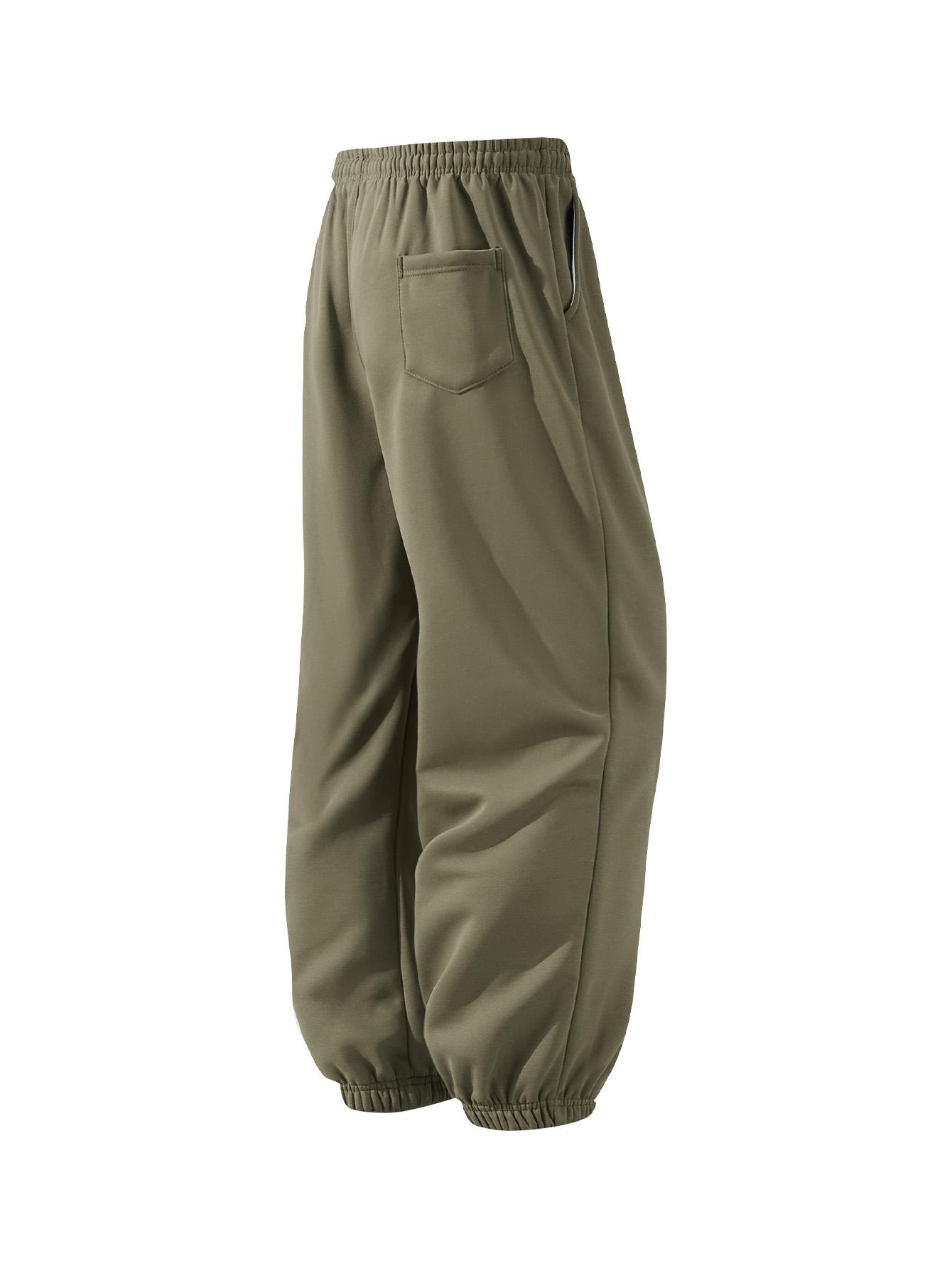 CCCMAI Men's Pocket Drawstring Winter Pants, Casual Regular Fit Plain Thermal Lined Trousers, Men's Bottoms for Winter Menswear