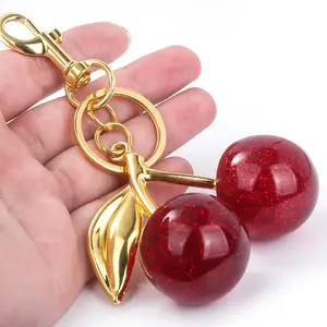 Keychain Cherry Bag Charms Purse，Key Chains Women Cute - Car key Accents for leather handbags，Adorable