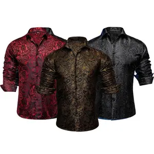 3 Pack Luxury Formal Casual  Paisley Floral Anti-Shirt Business Top Wedding Party men unisex menswear clothing Wrinkle Dress Breathable Anti-Wrinkle Slim Long Cufflinks Cotton Cloth