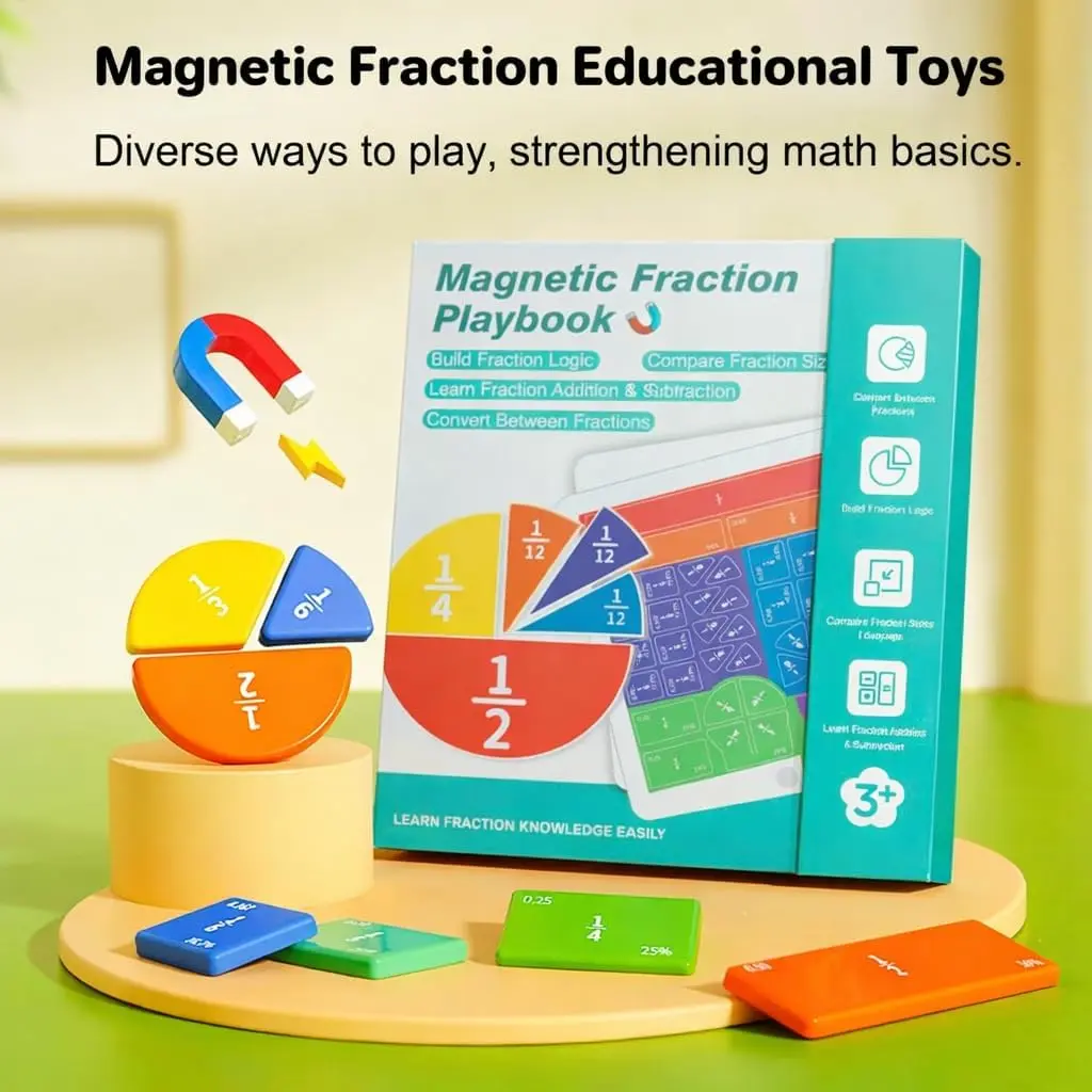 Magnetic Fraction Math Learning Book for Kids Aged 3-8, Colorful ...